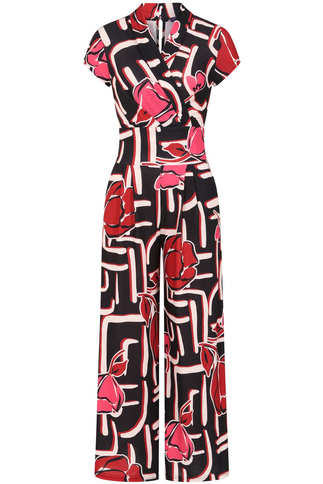 Hot Squash V Neck Wide Leg Jumpsuit with Cap Sleeves