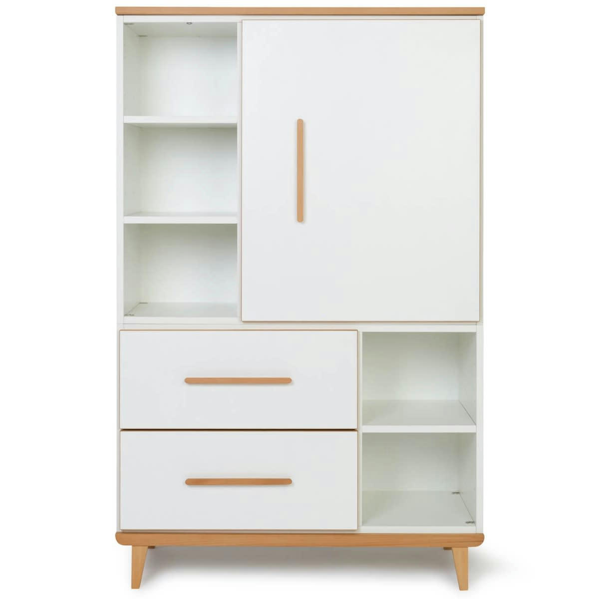 NADO - Armoire 147cm 1 porte 2 tiroirs blanc