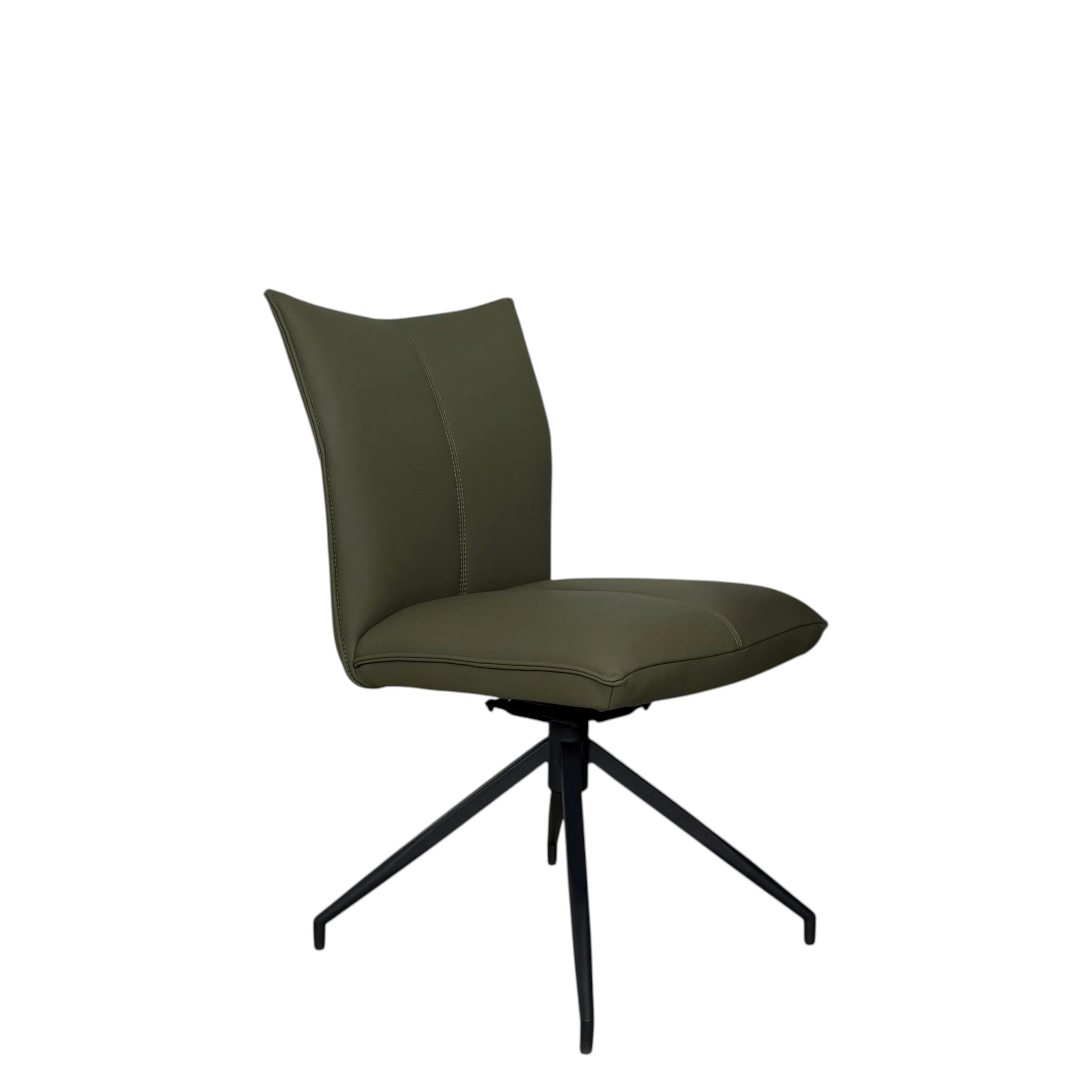 Chaise pivotante en cuir vert foncé (lot de 2) LOMBARDIE