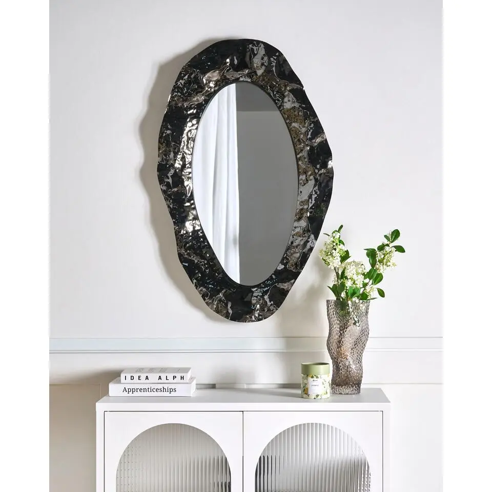 LOGNES - Wandspiegel - Zwart - Glas/MDF