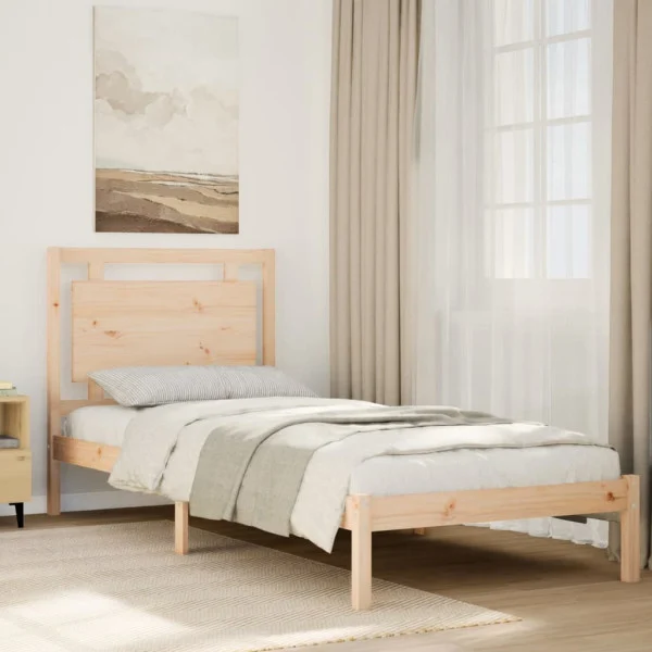 Łóżko Drewniane Rama Łóżka Sofa Brązowe Do Sypialni Pokoju 100x220 cm