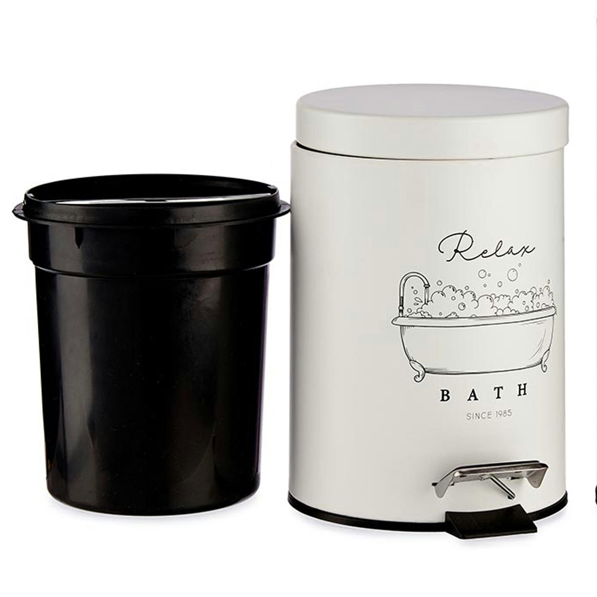 - Poubelle ronde à pédale en métal blanc relax - 3L