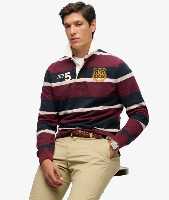 Double Emblem Stripe Rugby Top