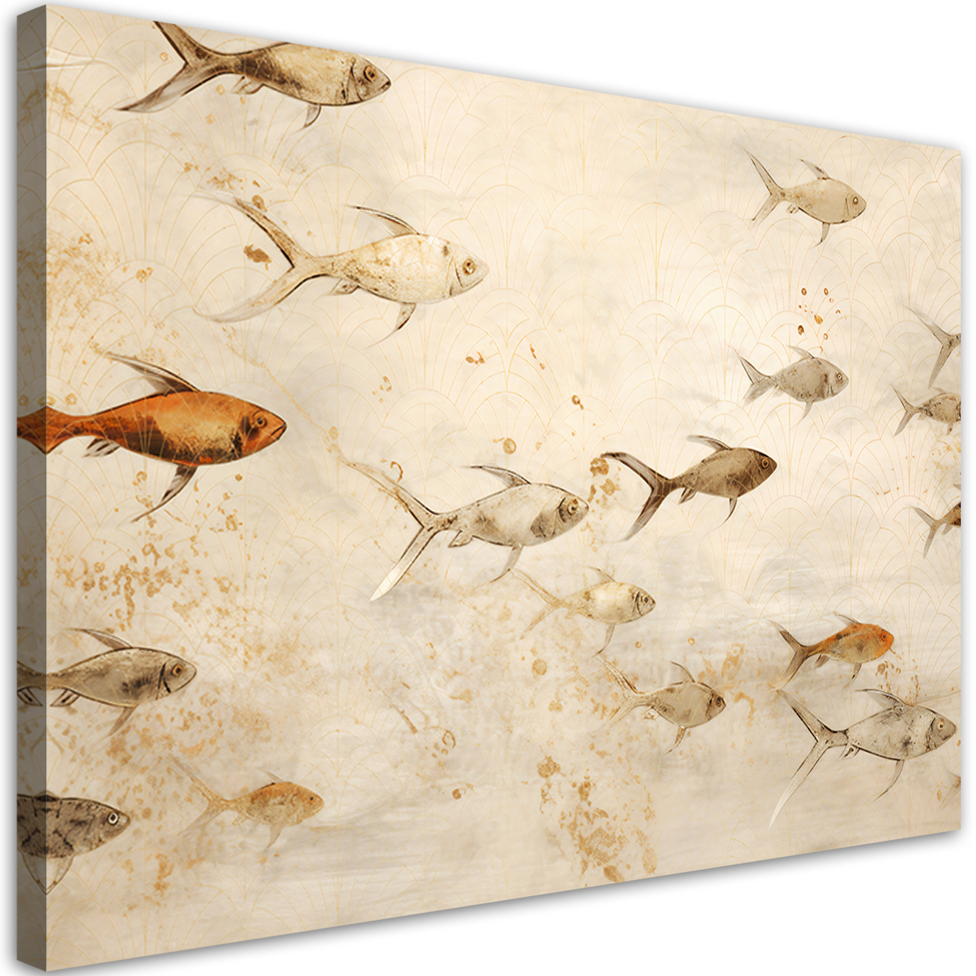 Feeby Obraz boho do łazienki spa - Ryby na beżowym tle 60x40