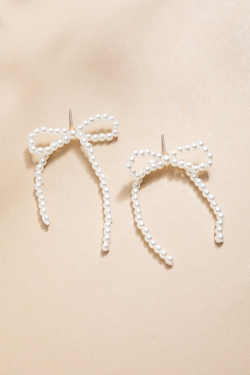 Monica Pearl Bow Strand Drop Earrings