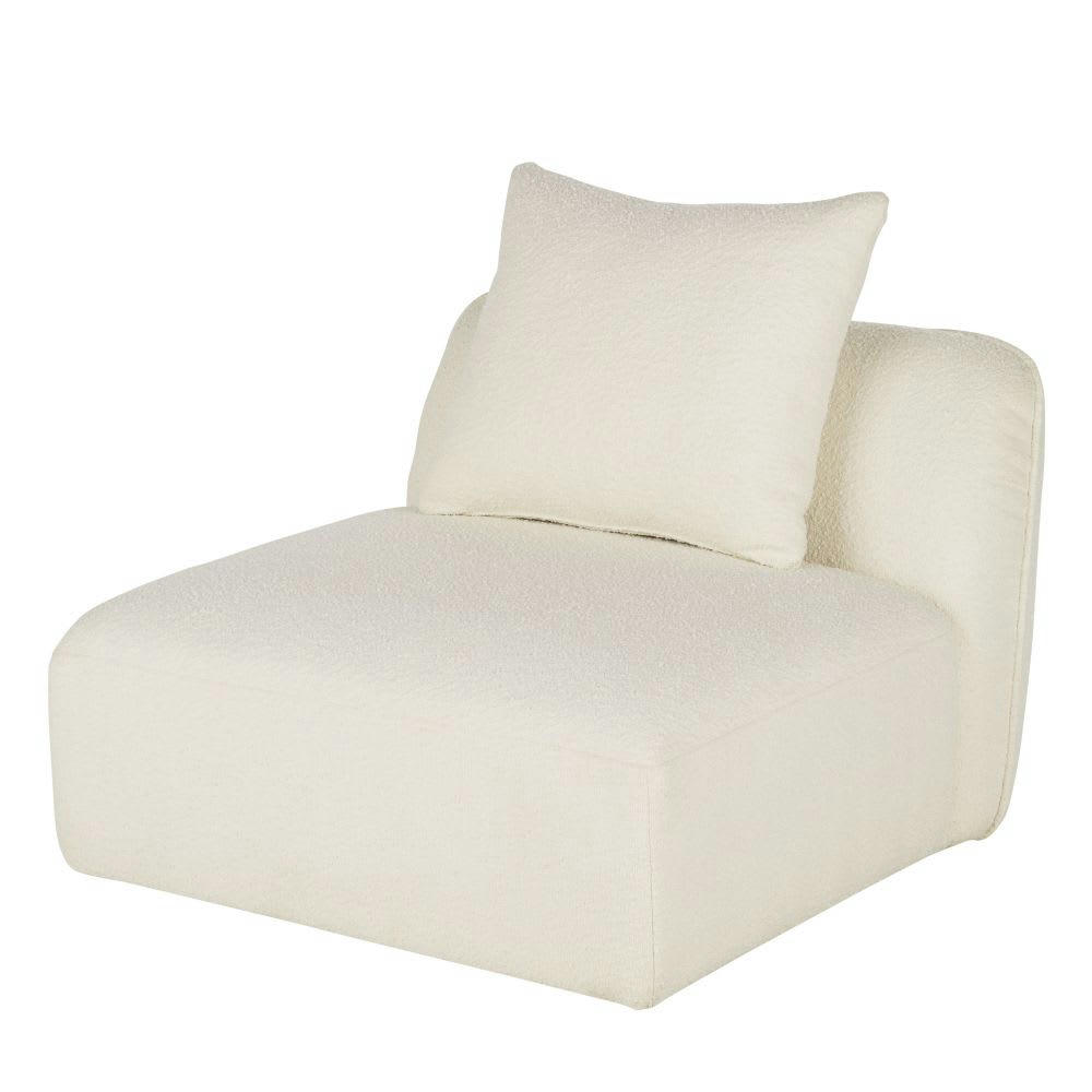 Flake - Chauffeuse 1 places pour canapé modulable tissu écru effet laine bouclée
