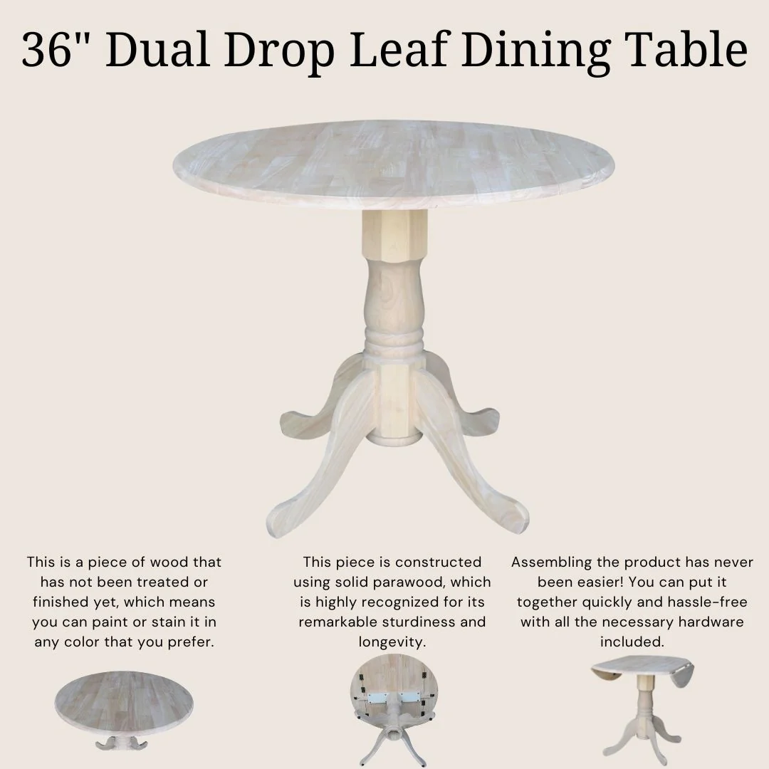 International Concepts Solid Wood Round 36-inch Drop-leaf Dining Table - Unfinished