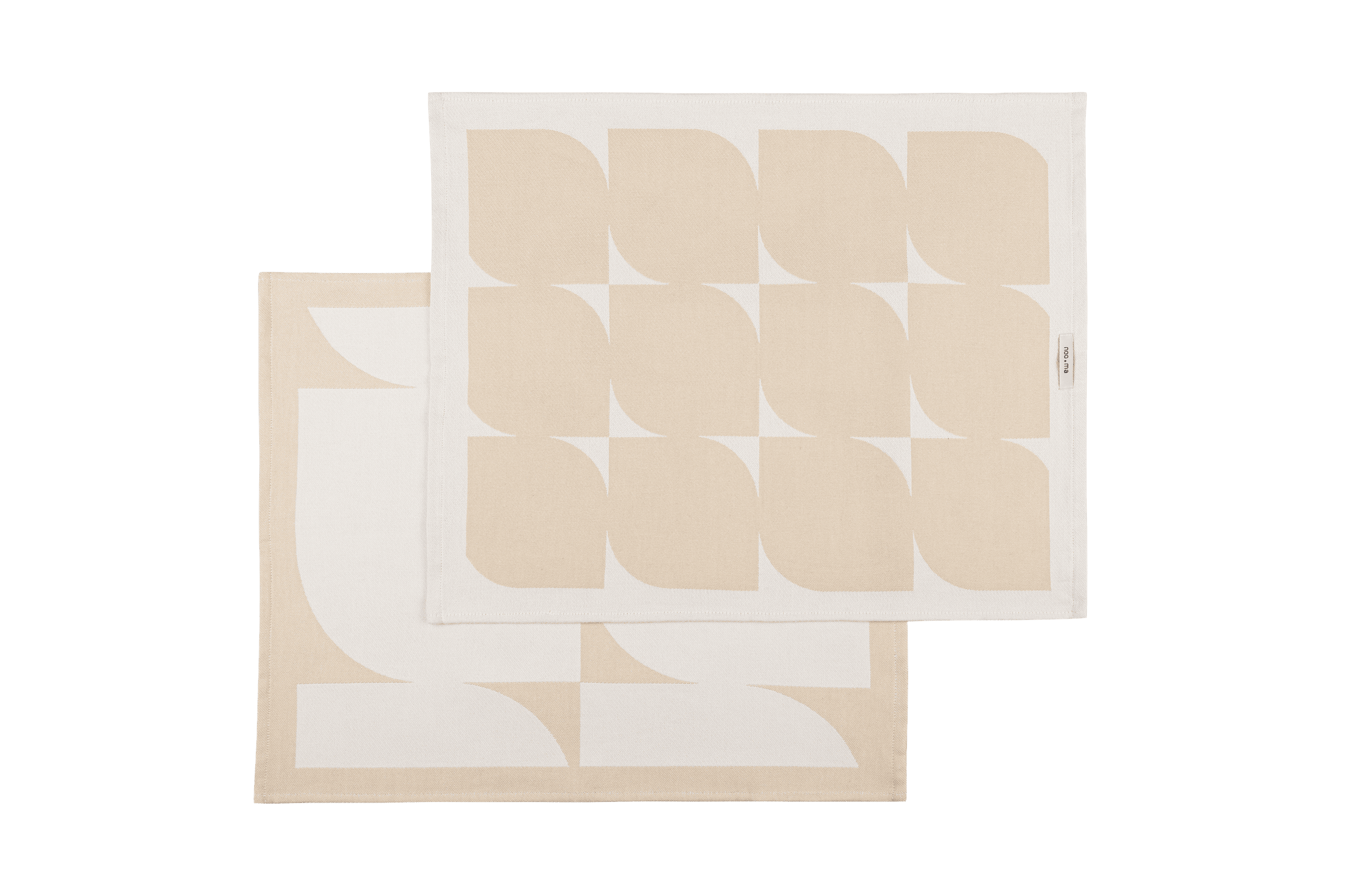 noo.ma Abi set van 2 katoenen vaatdoeken 27 x 18 cm - Sand Beige & Cream