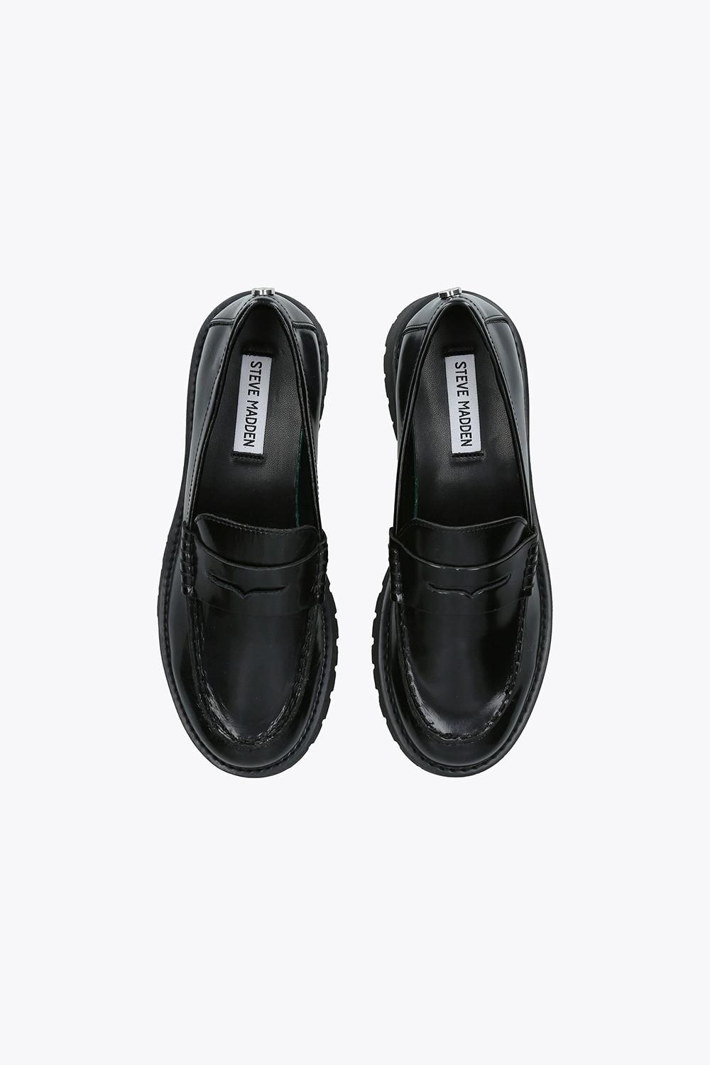 STEVE MADDEN Langsten Black' Leather Flats