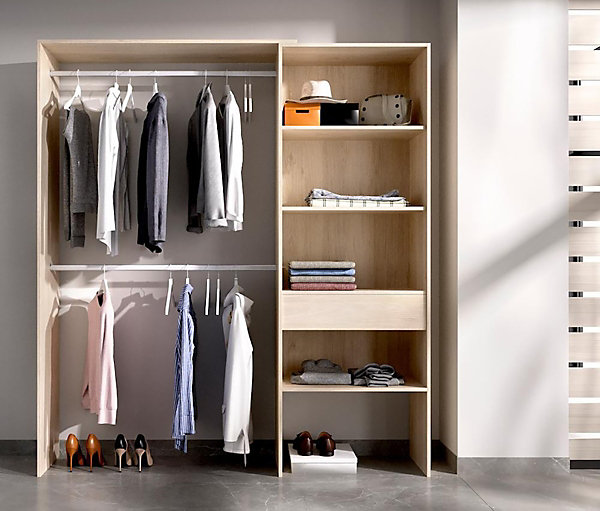 Armoire placard extensible coloris naturel - Longueur 110-160 x Hauteur 187 x Profondeur 40 cm