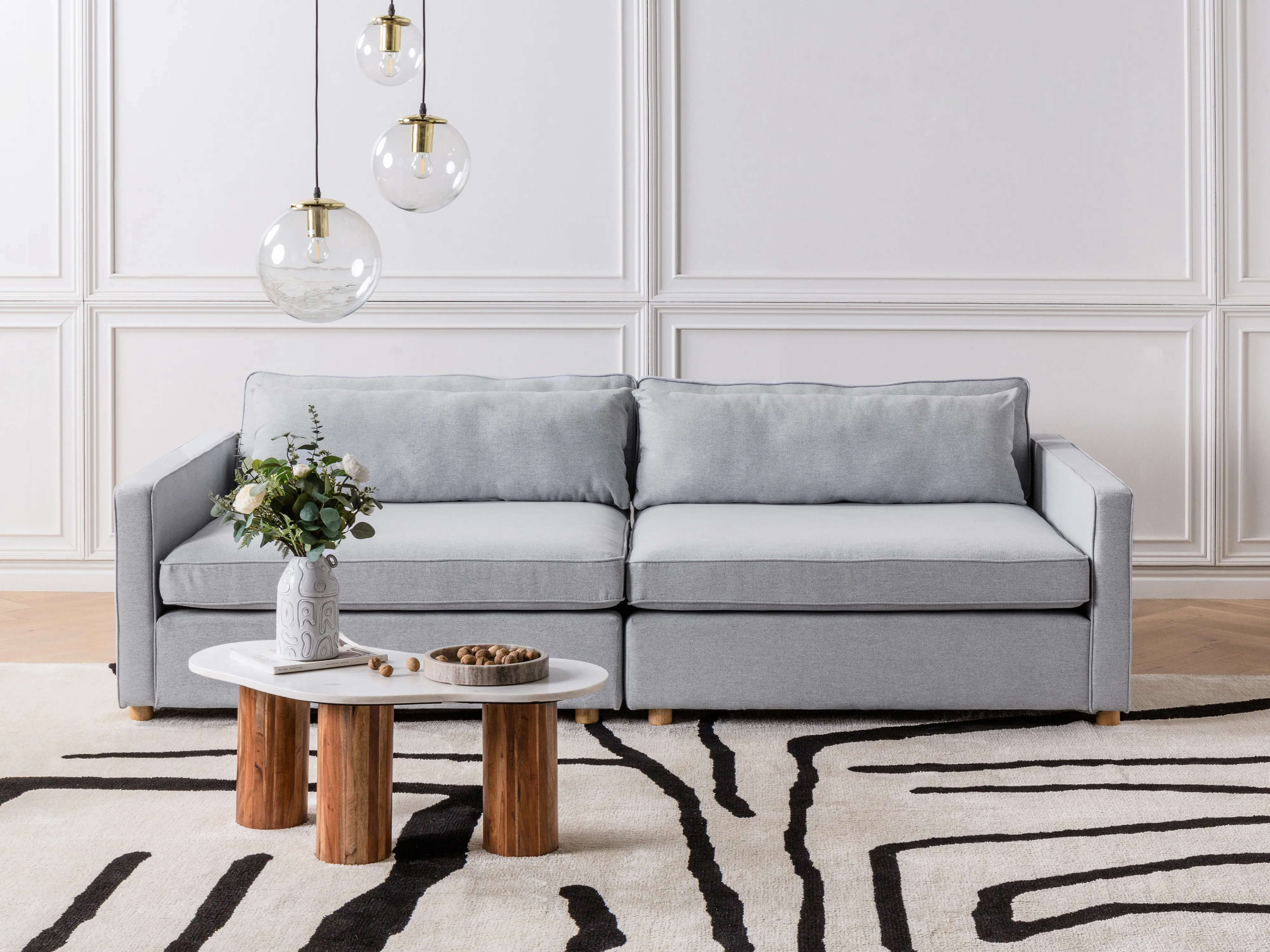 Sofa 3 Seater VINSTRA Fabric Grey