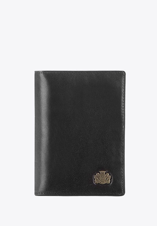 Etui na dokumenty skórzane z herbem czarne