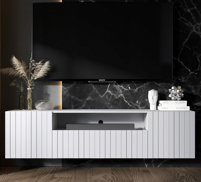 Wisząca szafka RTV Glamour Komoda Glamour Biały MAT 150 cm