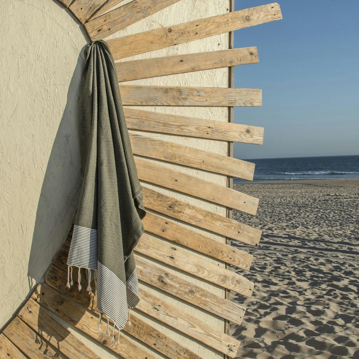 IBIZA - Fouta coton  100x200 vert kaki