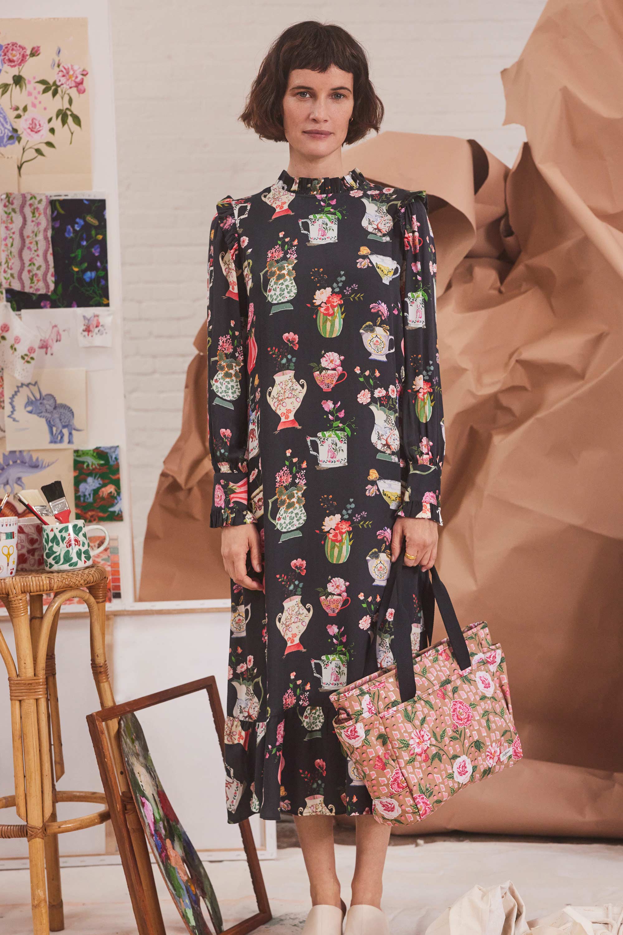 Cups & Vases Frill Detail Midi Dress