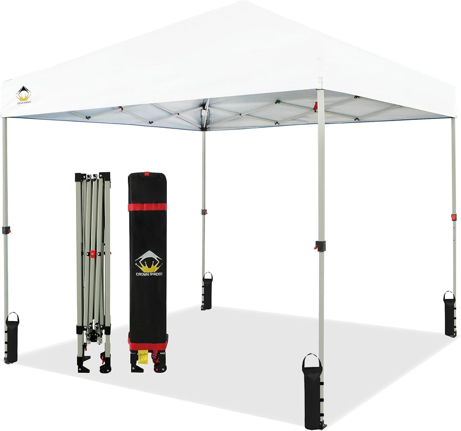 10x10 Pop Up Canopy - Beach Tent with One Push Setup - Easy Outdoor Sun Shade for Events, Parties, Camping - Gazebo with STO-N-Go Cover Bag, Silver Coated Top, White(12x12/Silver-coated White)