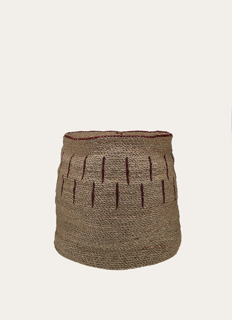 PANIER EN FIBRES NATURELLES NATUREL / BORDEAUX