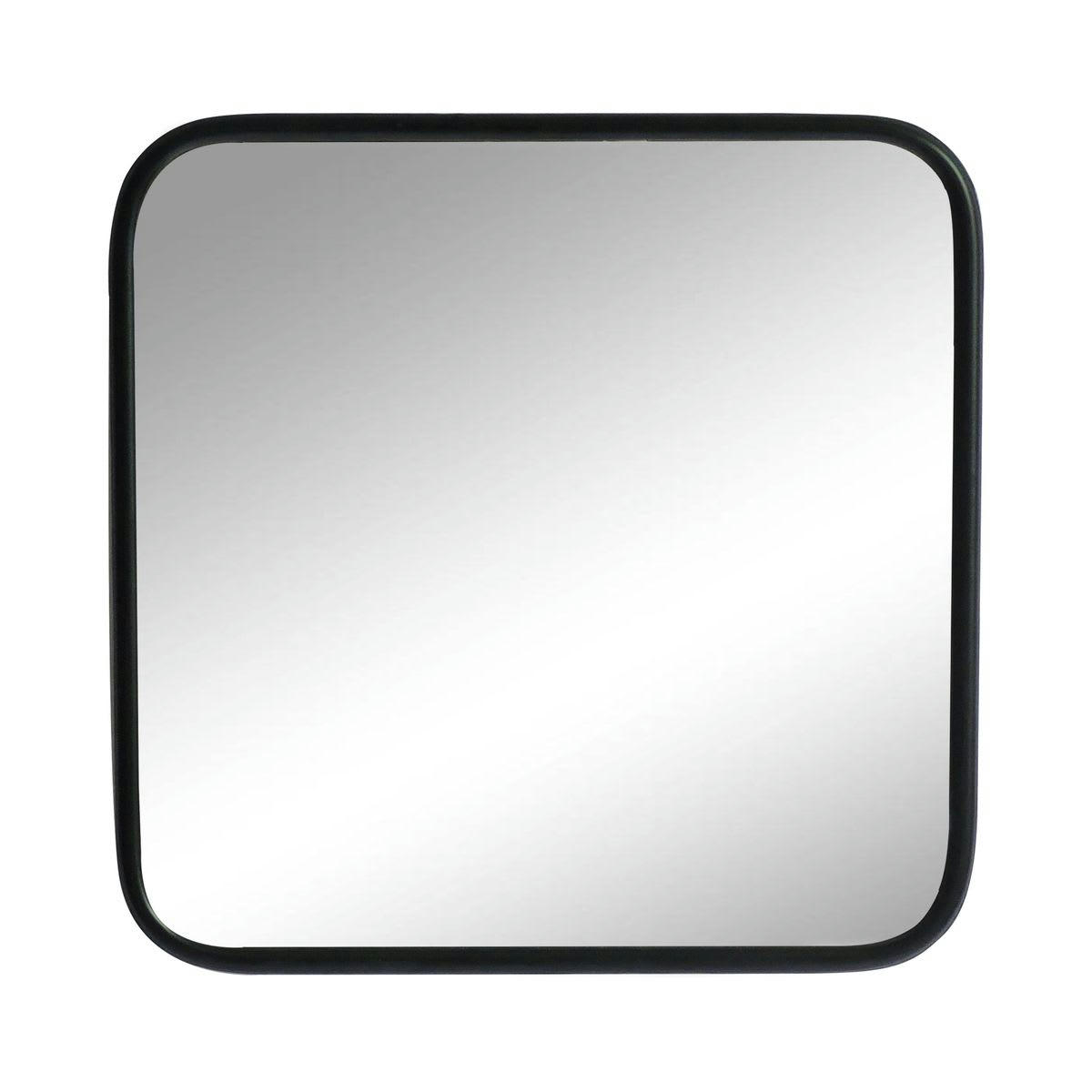 UPTOWN - Miroir carré angles arrondis métal noir 45x45