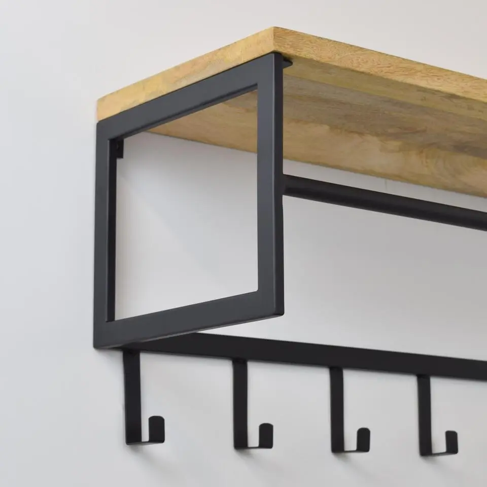 LOFT42 Kapstok Ivory - Hout �?Metaal �?6 haken en Roede - 80x36x30