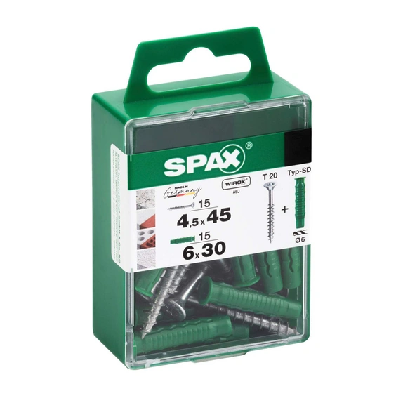 Spreizdübel, Typ-SD, Nylon, 15 Stück, inkl. Universalschraube, 4,5 x 45 mm