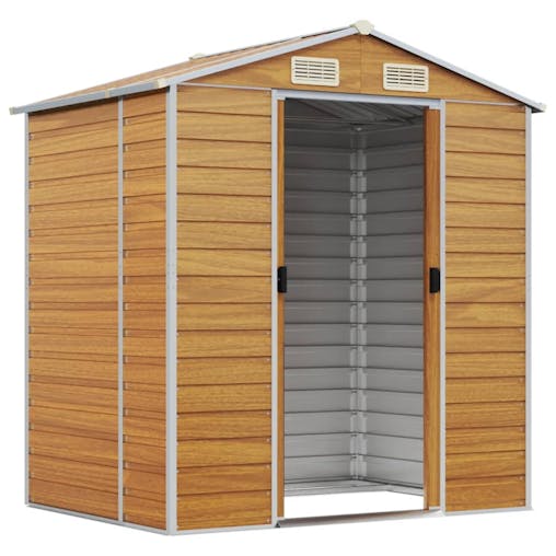 NNEVL Garden Shed Light Brown 191x130x198 cm Galvanised Steel