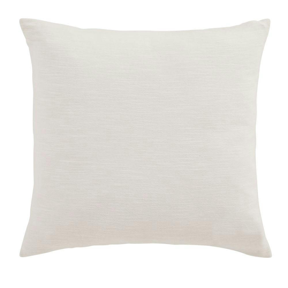 BELDA - Coussin en coton motif feuillage en relief écru 60x60
