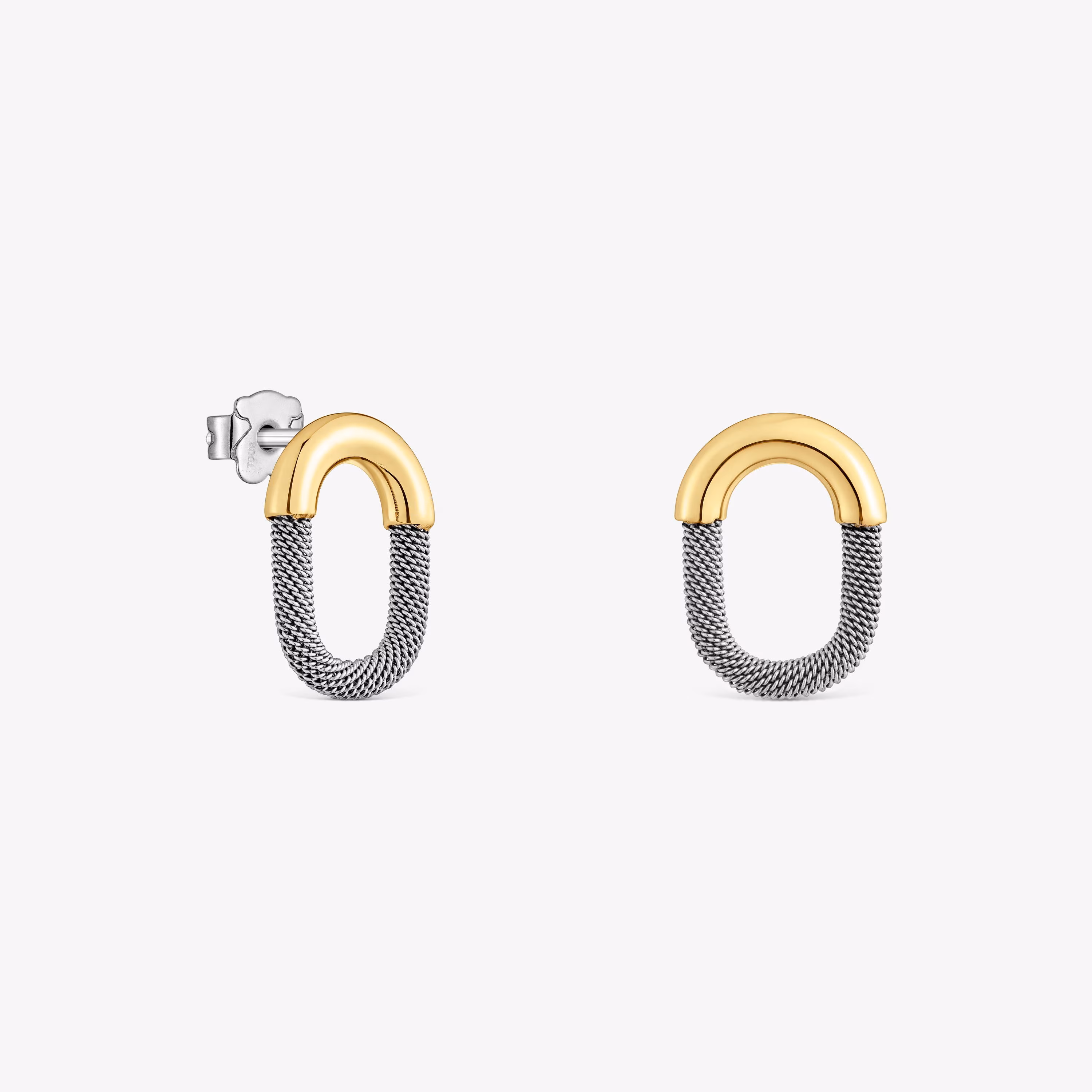 Pendientes de acero y oro 14 kt TOUS Unlock