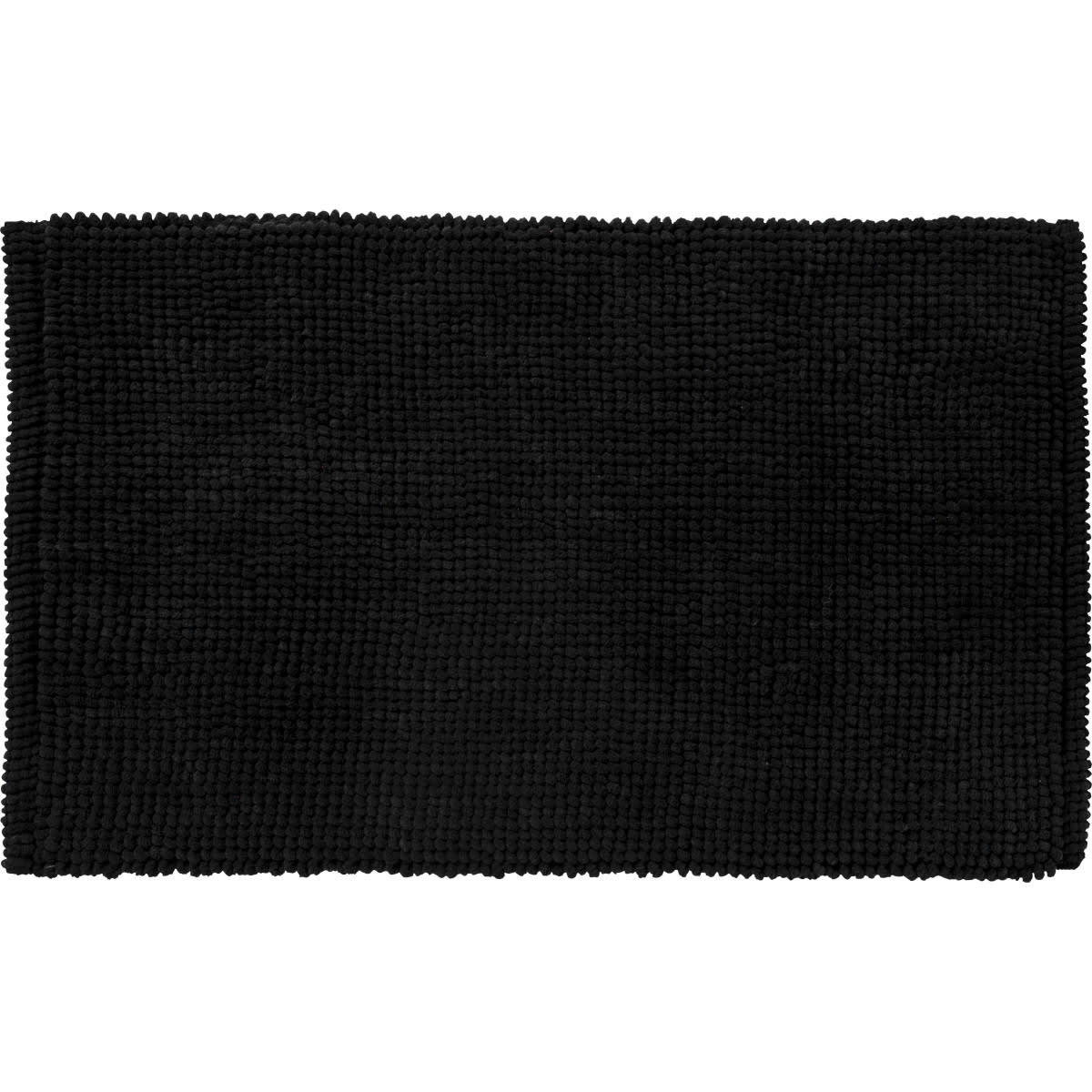BALI - Tapis de bain en polycoton uni noir 50x80cm