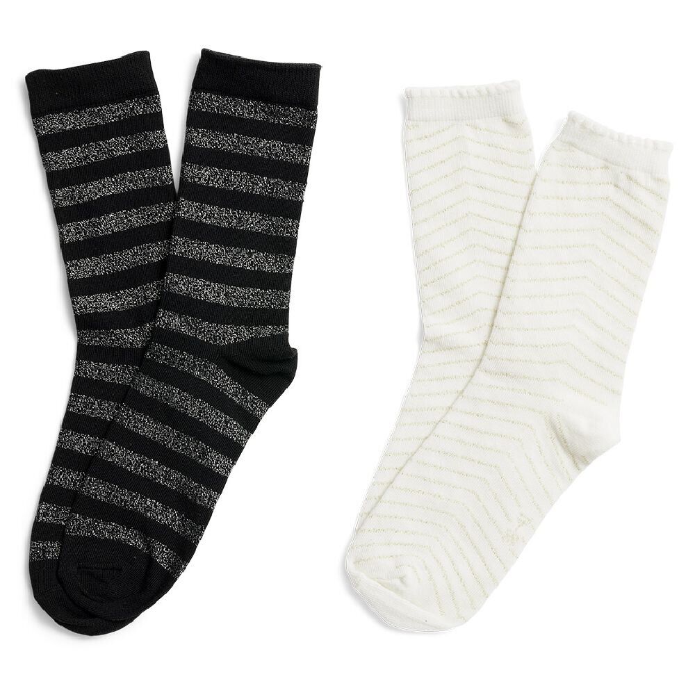 Lot 2 paires de chaussettes femme fils métallisés - Beige