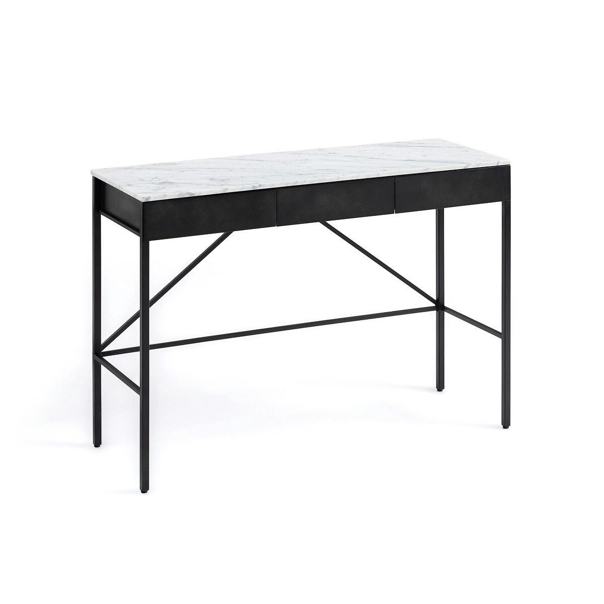 Bureau console plateau marbre blanc, Febee