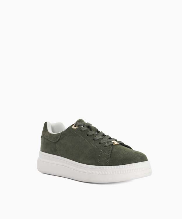 Electron Green - Suede Flatform Trainers