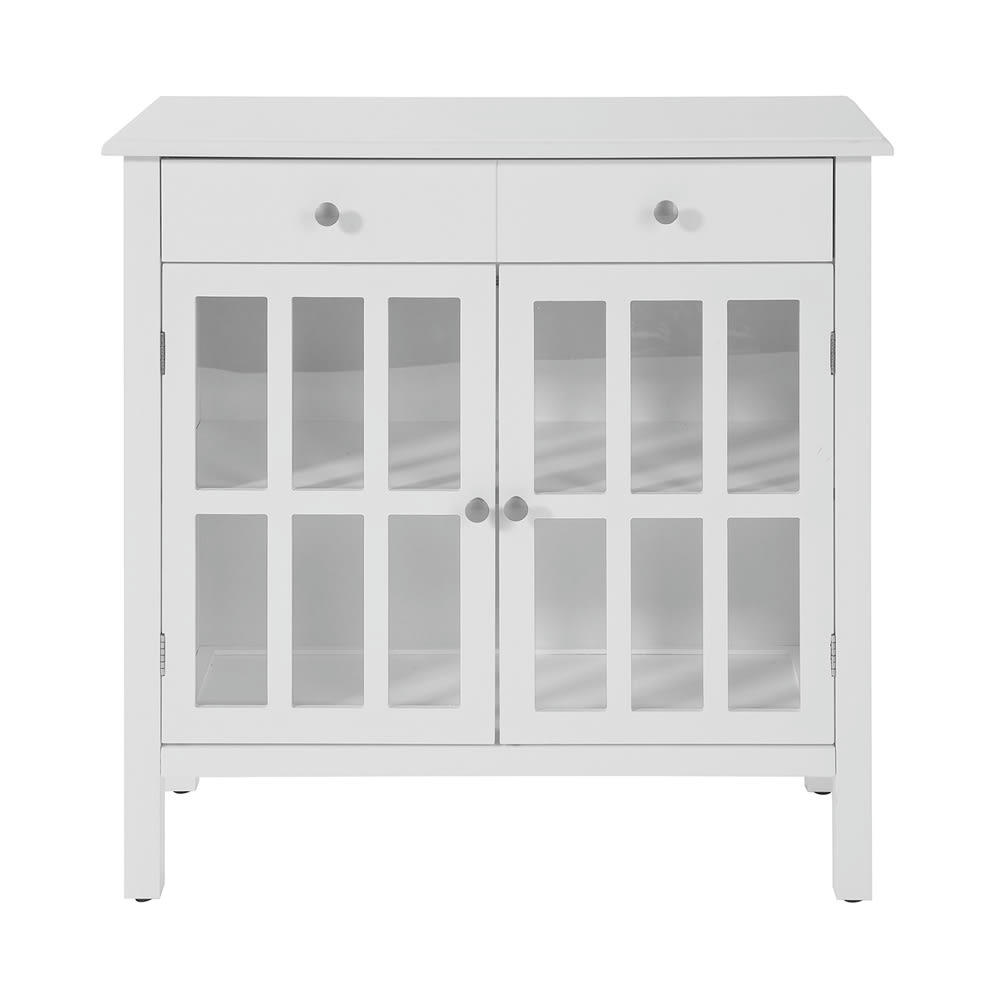 - Meuble de rangement 2 portes effet bois blanc