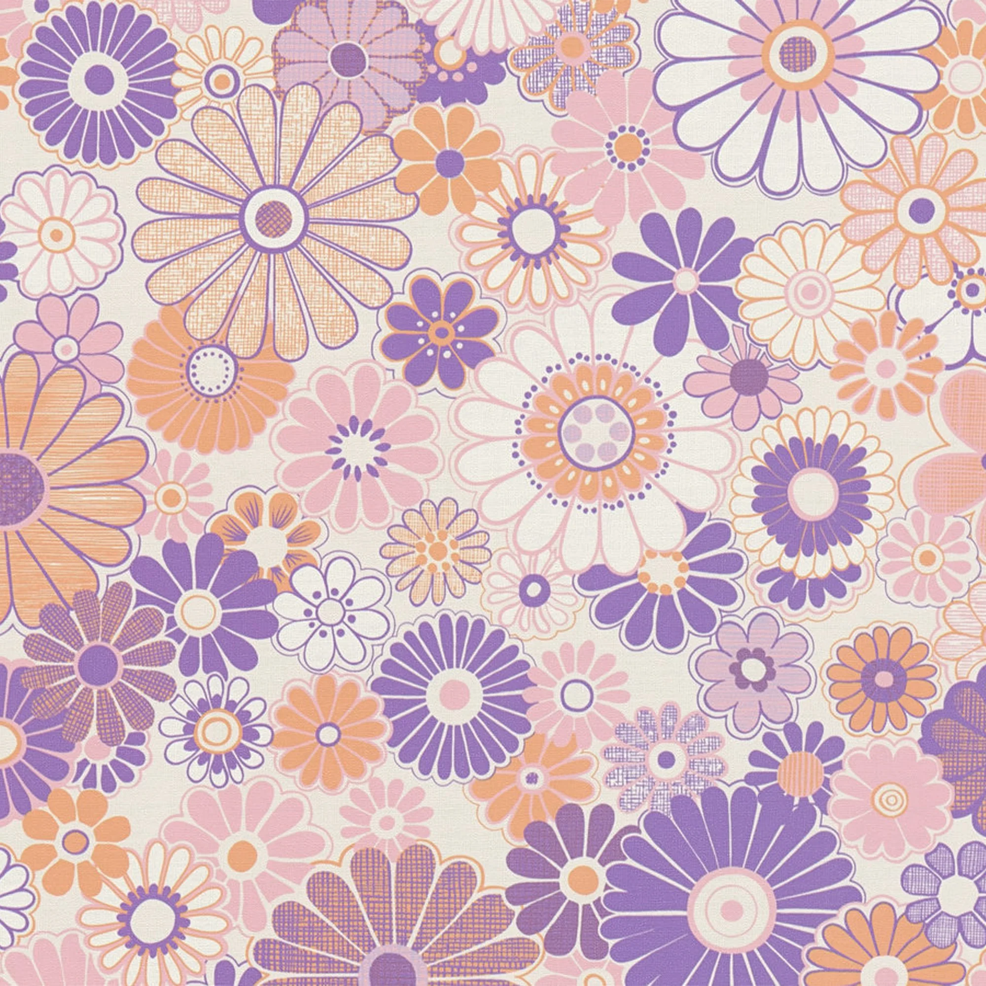 Papier peint intissé DONATILLE coloris violet et orange