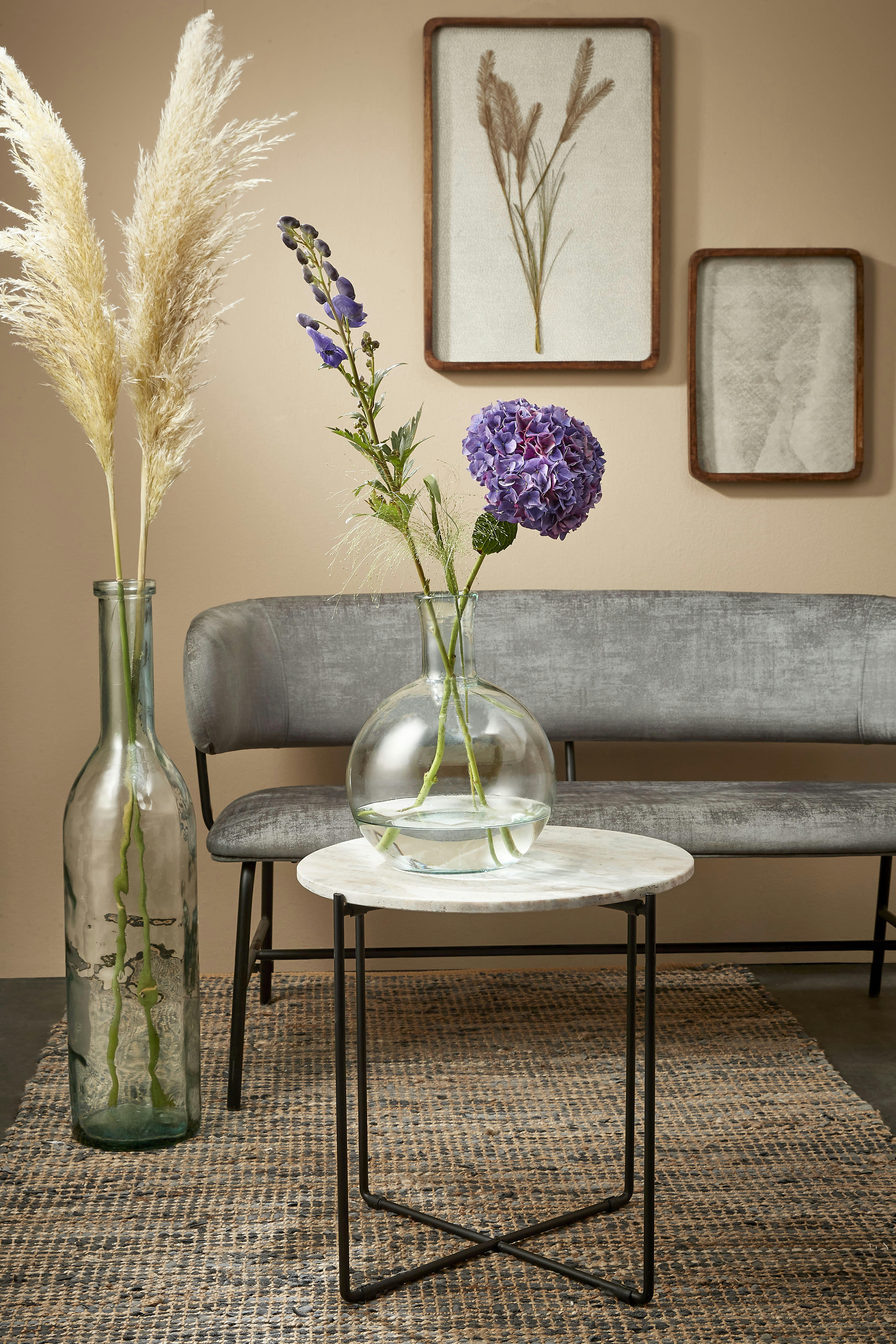 LIVA - Table d'appoint en marbre marron clair H45