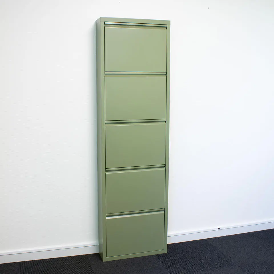 Hioshop Pisa schoenenkast groen metaal met 10 vakken