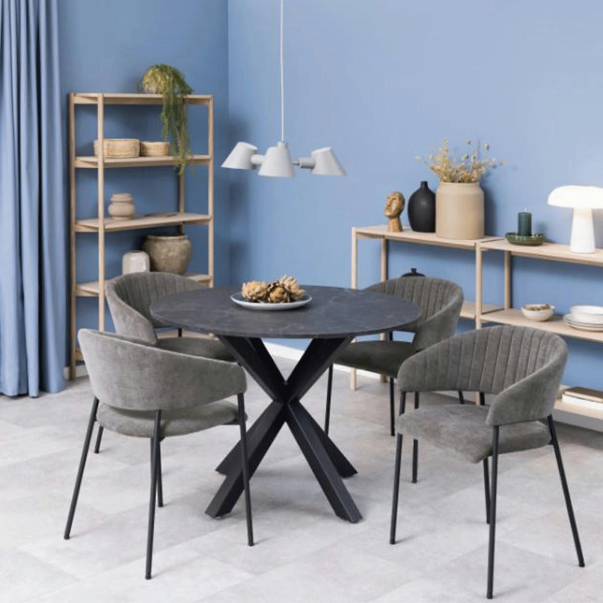 ANNIE - Lot de 2 chaises contemporaines en tissu gris