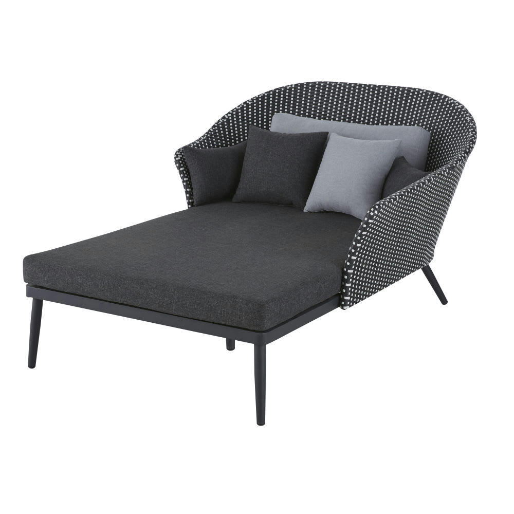 Lubi Business - Bain de soleil double professionnel en résine tressée blanche et noire