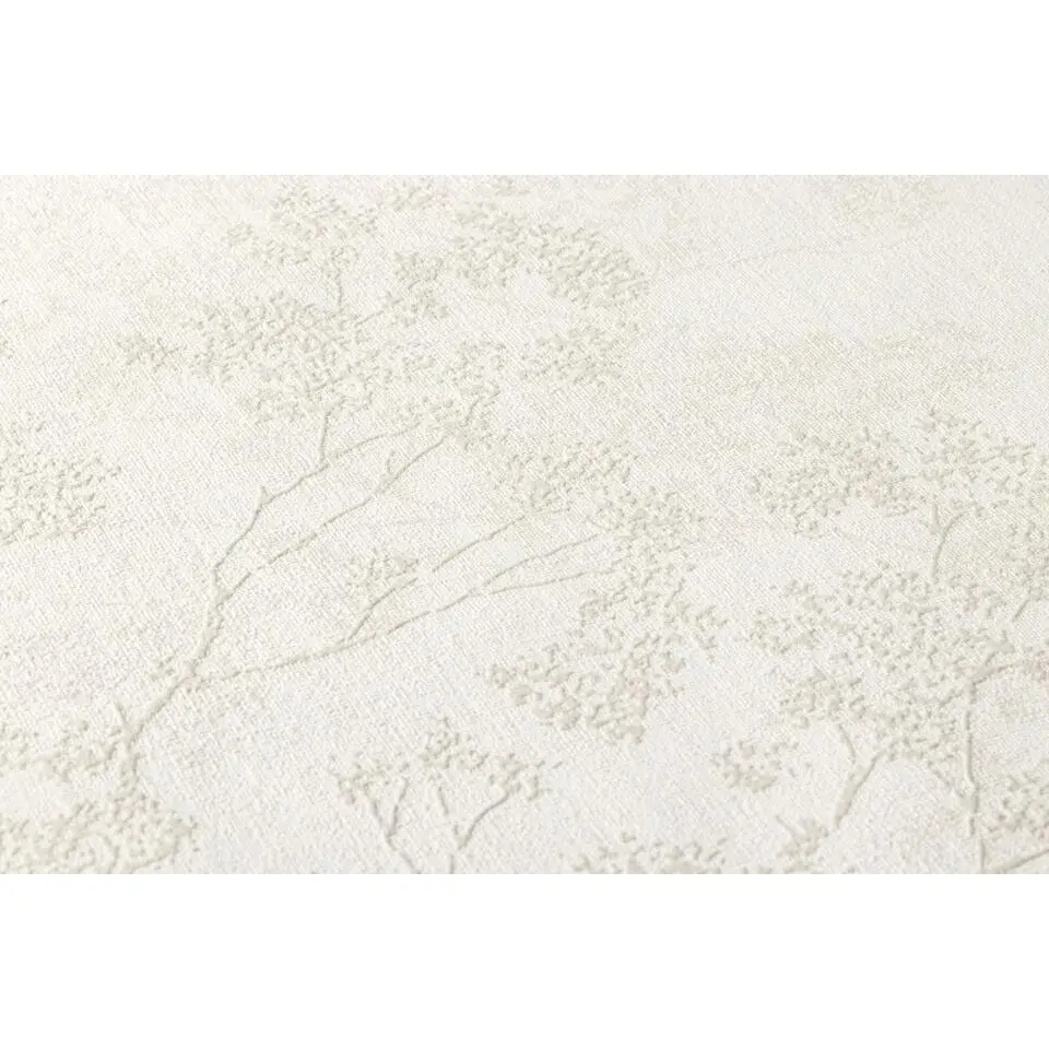 Livingwalls behang bloesemtak gebroken wit - 53 cm x 10.05 m