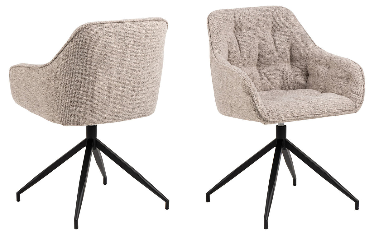 Rebellenclub Eetkamerstoel Harstad - Beige Bouclé met een Mat Zwart Frame