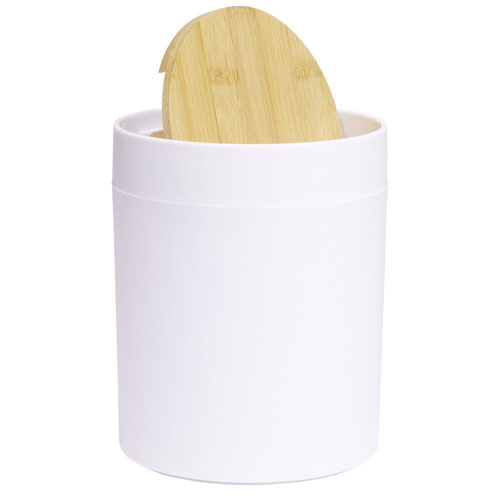 Poubelle à coton ronde métal blanc Ø13,7xH17,3cm 2,5L