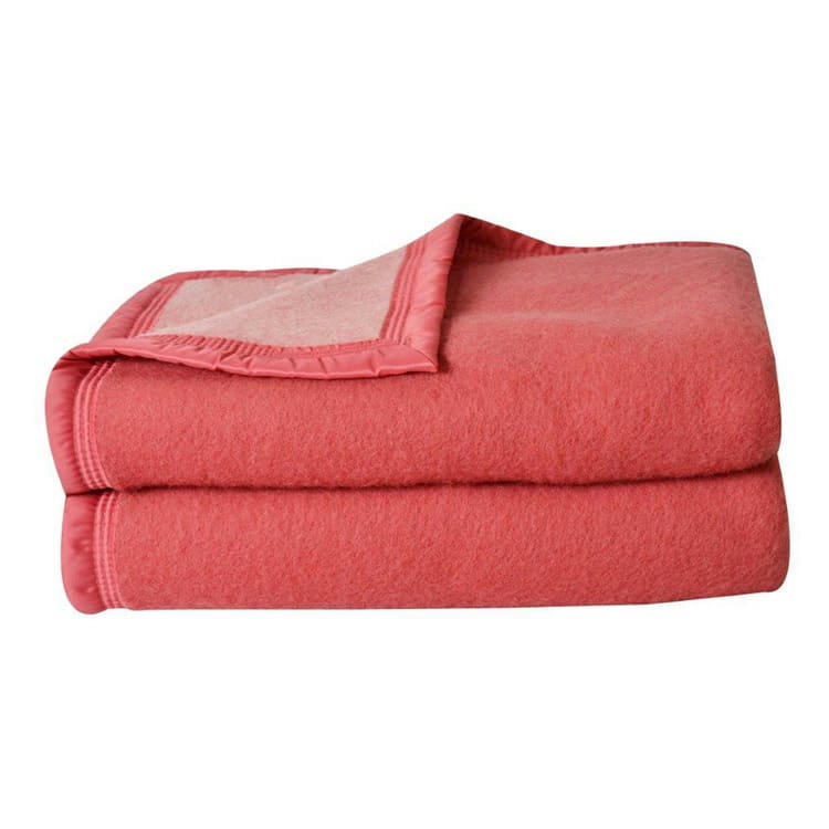VOLTA500 - Couverture  laine woolmark double face vieux rose 180x240 cm