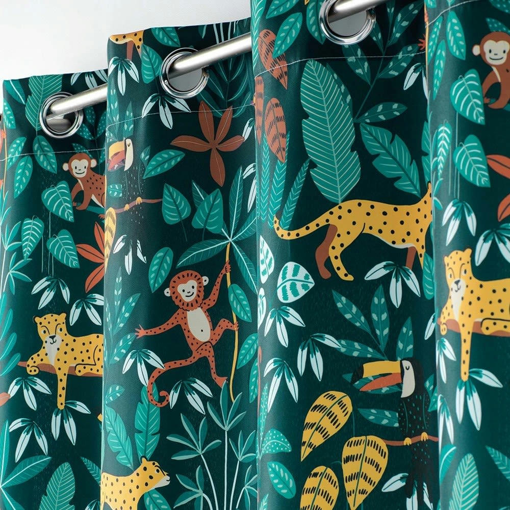 JUNGLE STORY - Rideau bleu 140x260cm