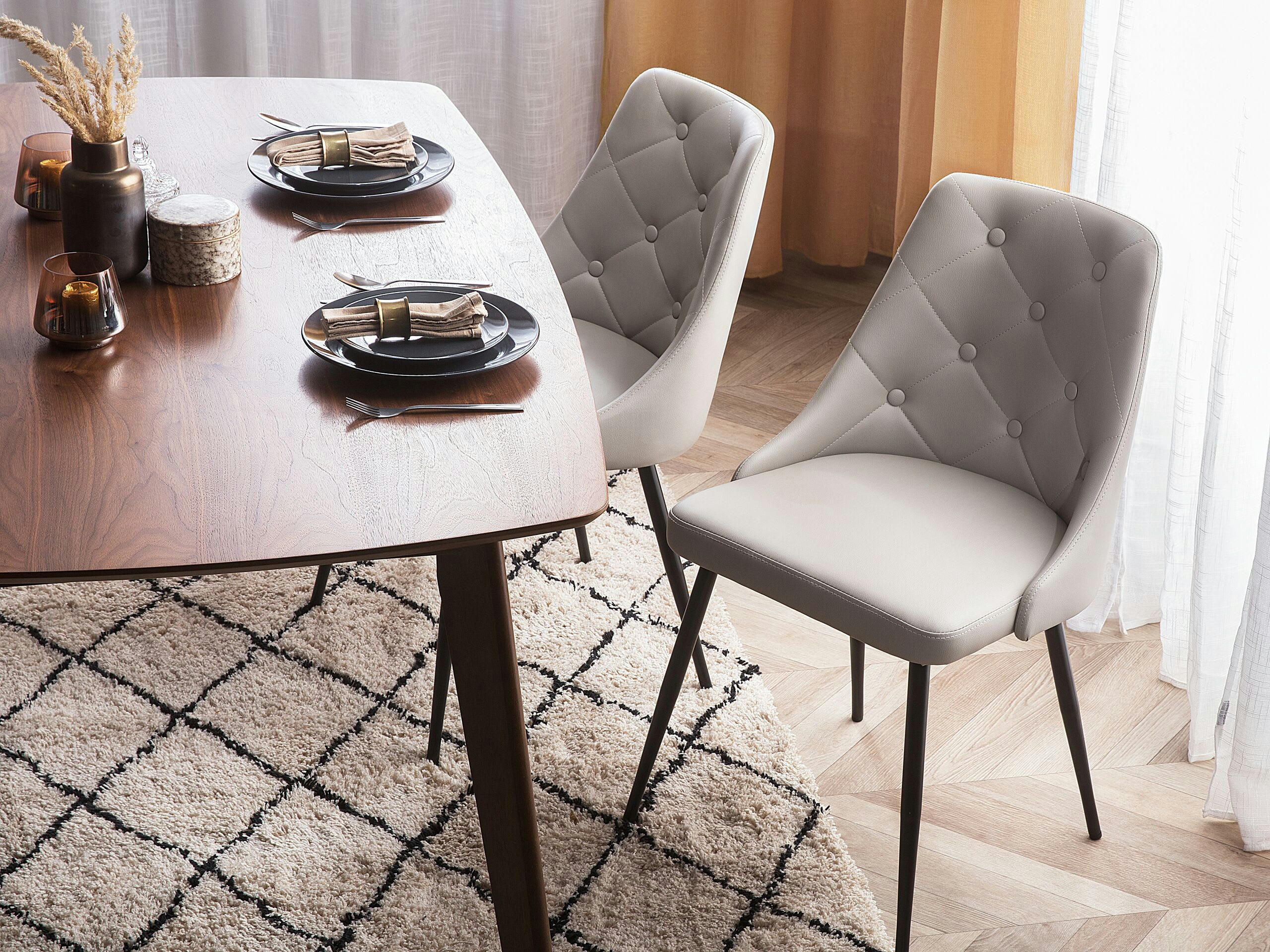 VALERIE - Lot de 2 chaises en cuir PU gris clair