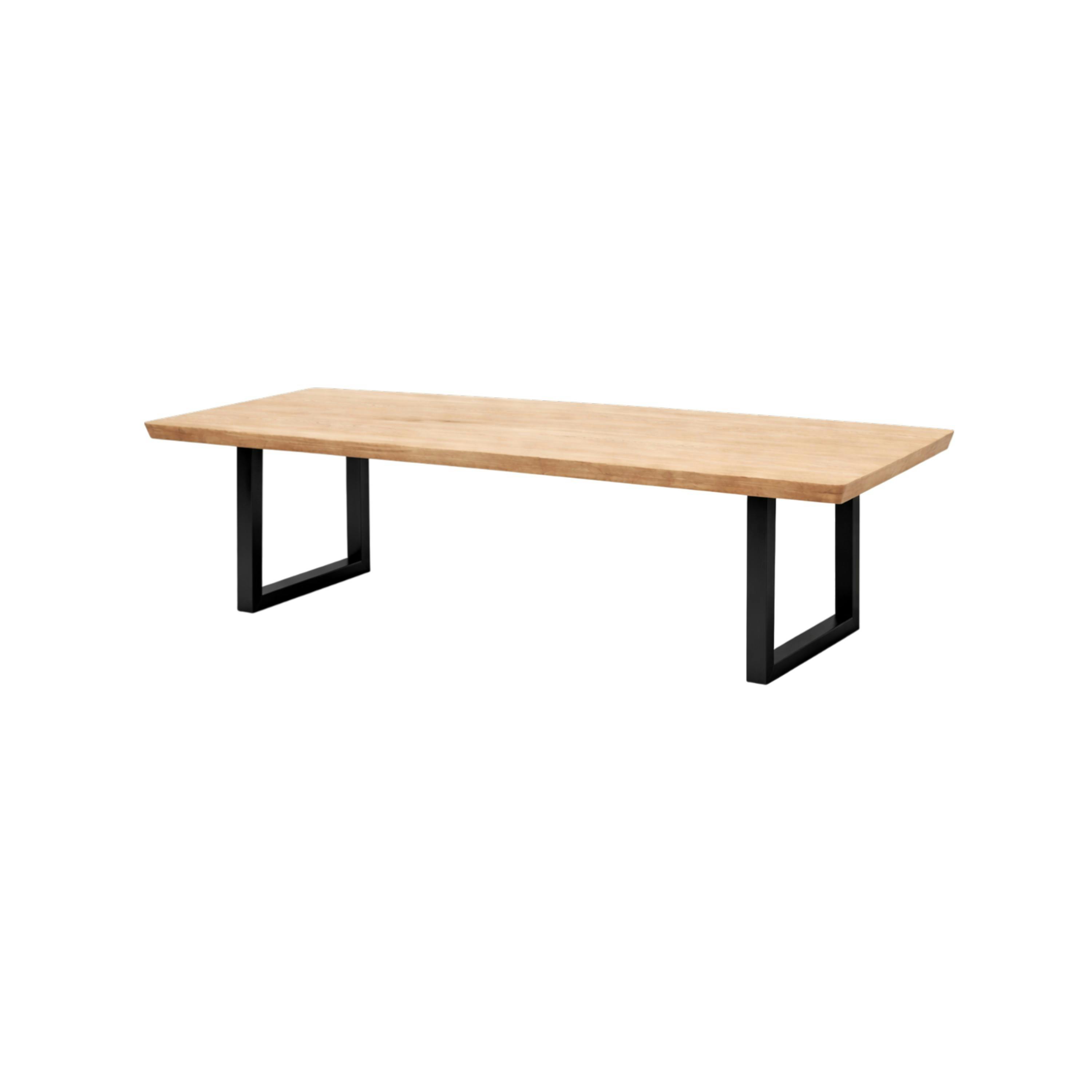 Table extensible chêne blanc bords biseautés pieds en U 220 cm PALERME
