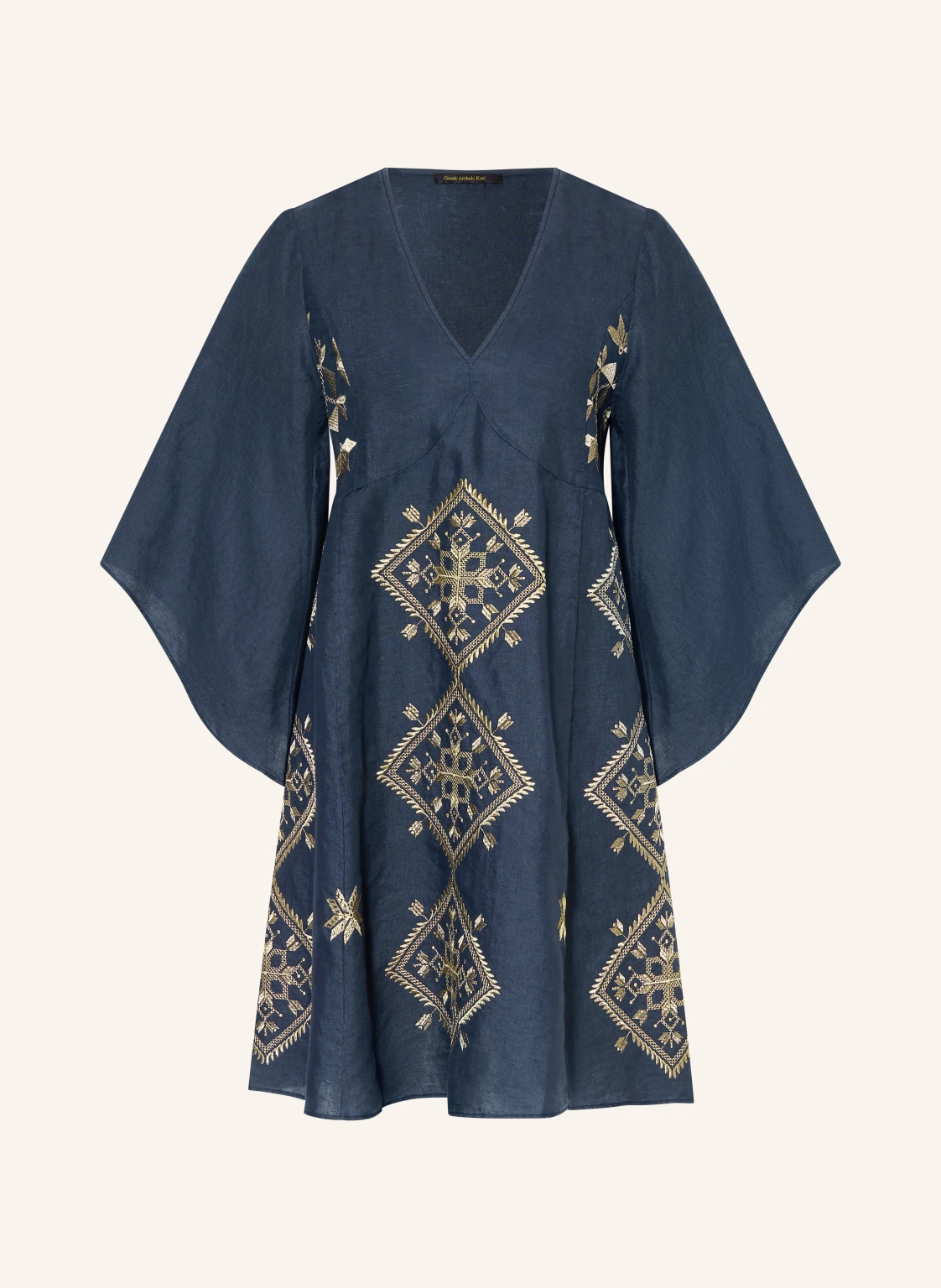 Greek Archaic Kori Strandkleid LEFKADA mit Glitzergarn und 3/4-Arm