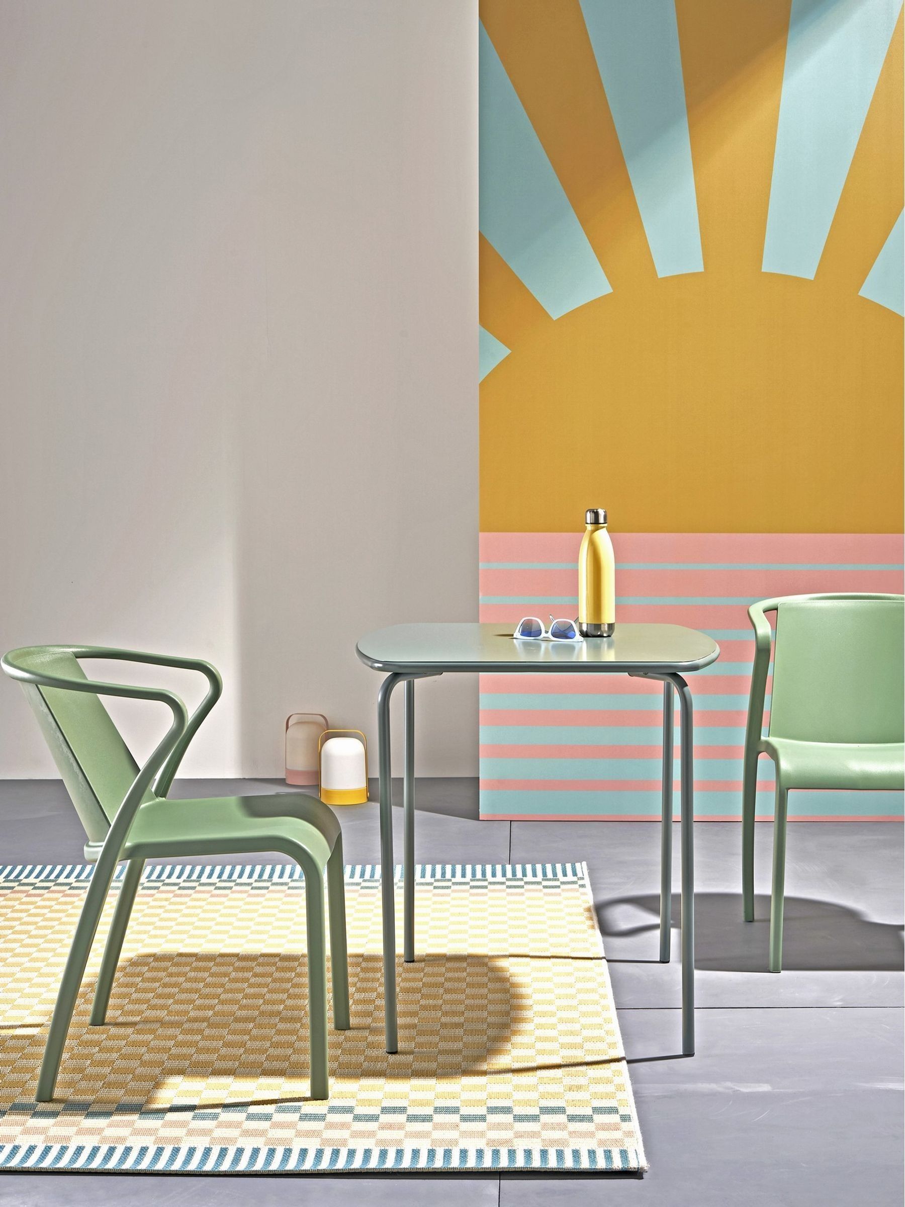 La Redoute Intérieurs Set of 2 Sage Green Dune Steel Metal Garden Chairs