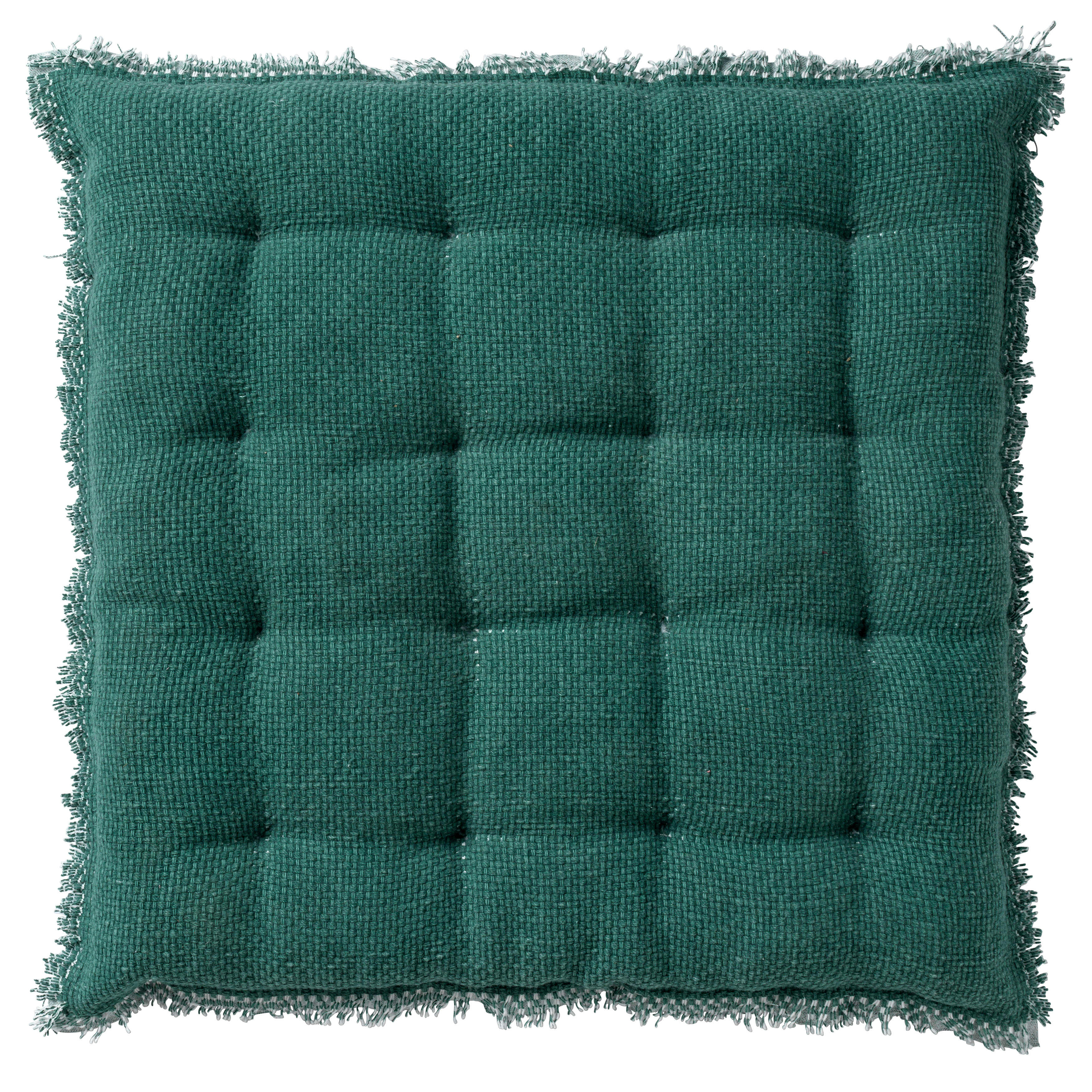 BURTO COUSSIN DE SOL - Galette de chaise vert en coton 40x40 cm uni
