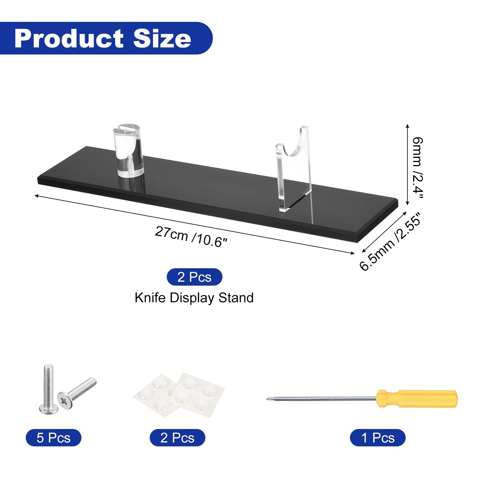 2 Pack Acrylic Knife Display Stand - Sword Display Holder Rack for Desktop - Black