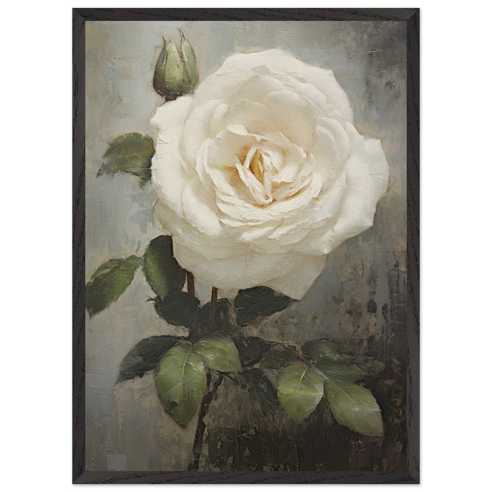 Artfulprints Poster met Lijst White rose  - 50x70 cm - Wit