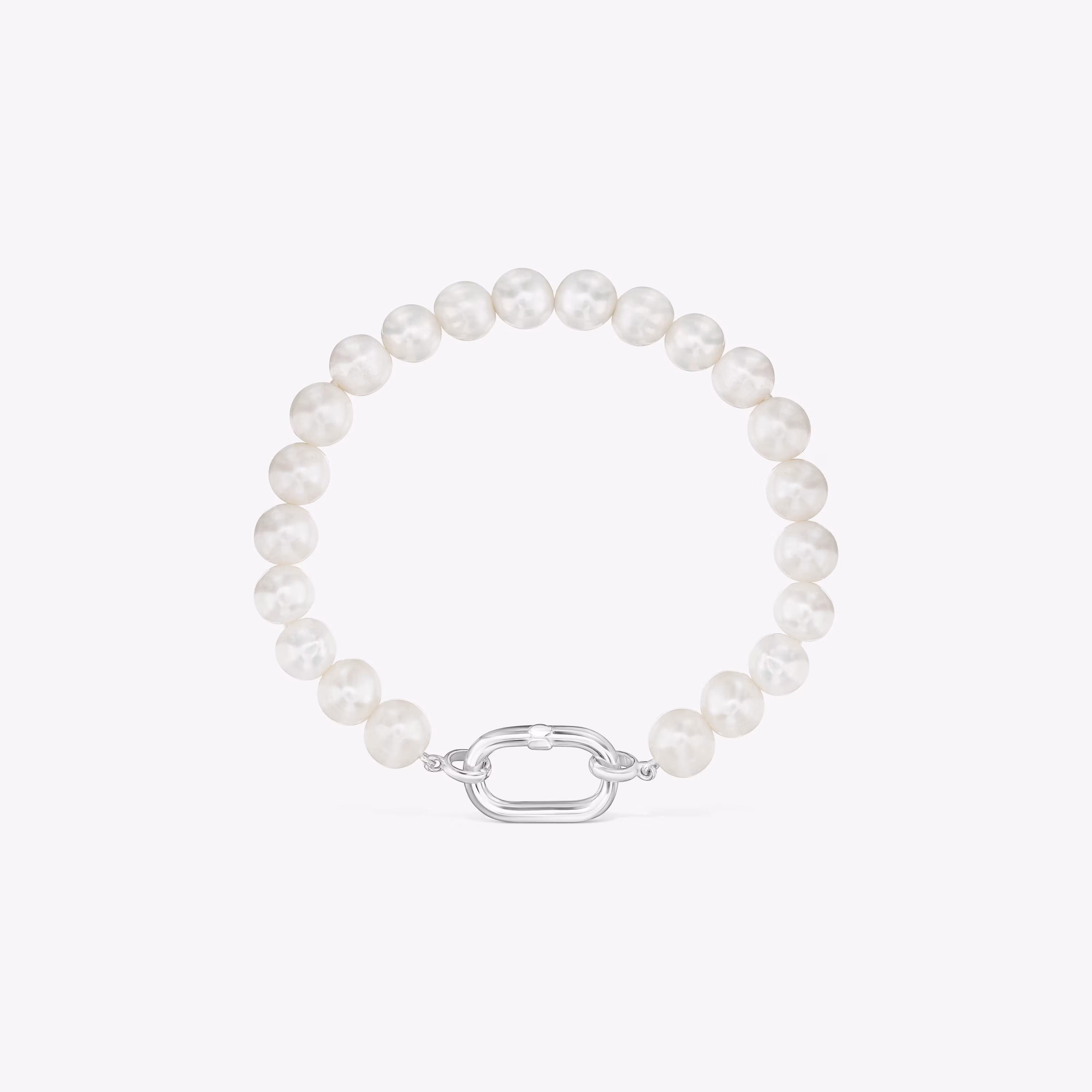 Pulsera con perlas cultivadas y anilla de plata Hold Oval